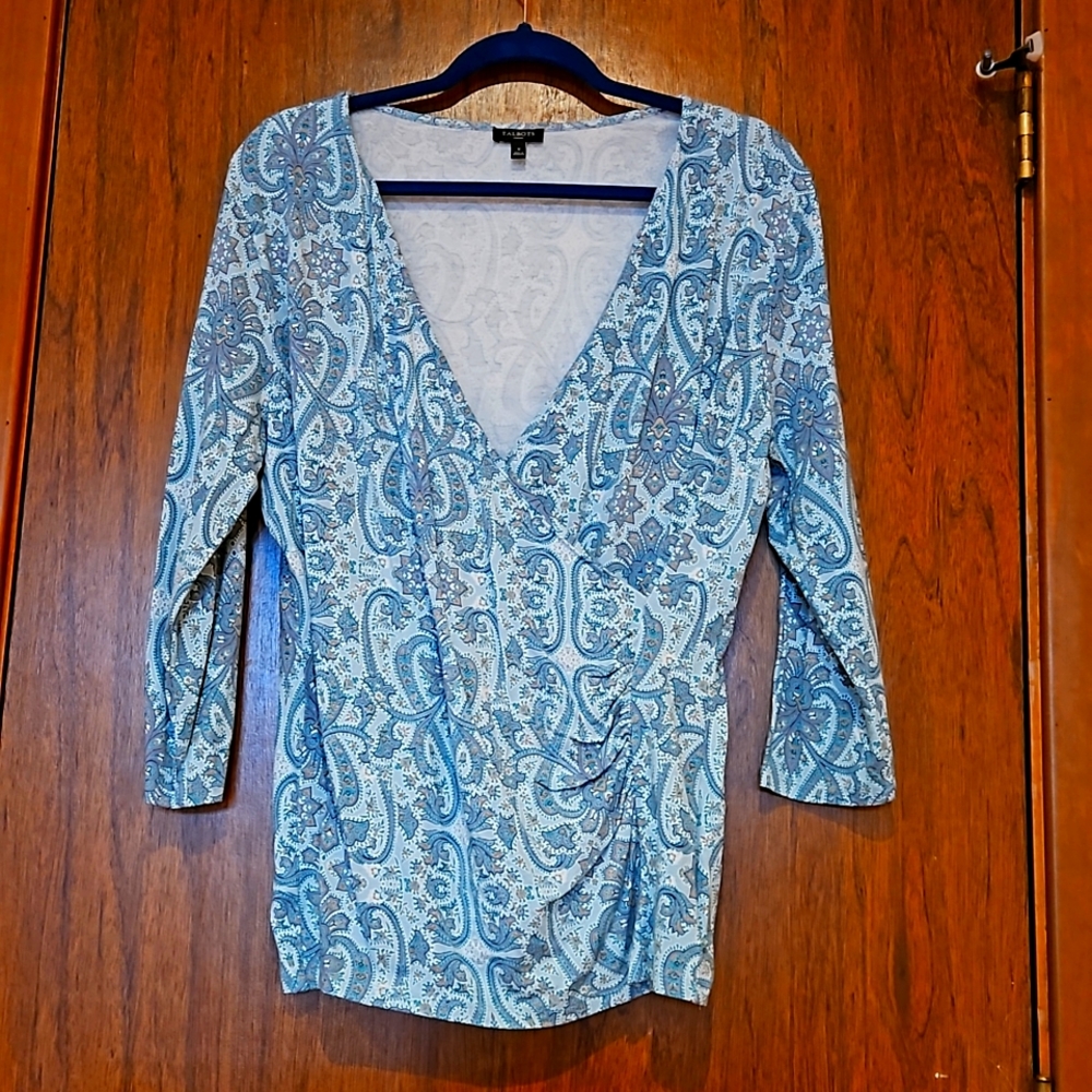 Size X.  Talbots Paisley Design Wrap Top